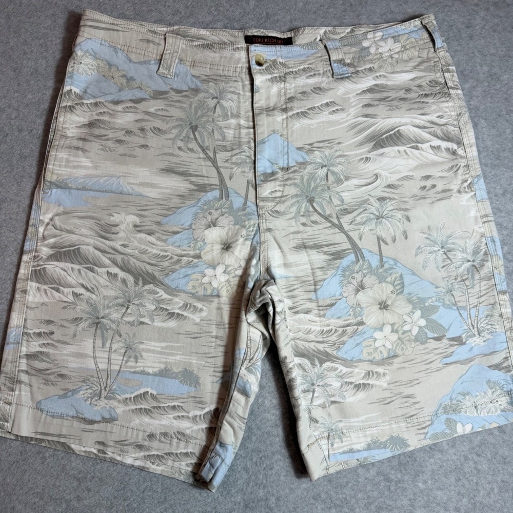Tori Richard Mens Shorts 38 Hawaiian Tropical Palm Floral Stretch Golf Resort - Picture 2 of 12